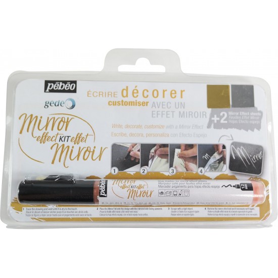 Pebeo Gedeo, Mirror Effect Kit, 1.2 mm Gilding Paste Marker + 2 Mirror Effect Sheets